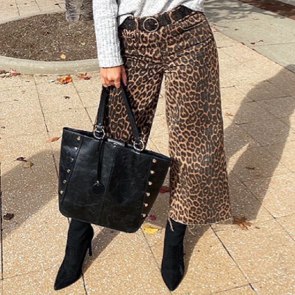๐ ZARA CAPRI WIDE LEG LEOPARD PRINT JEANS! - Picture 8 of 8
